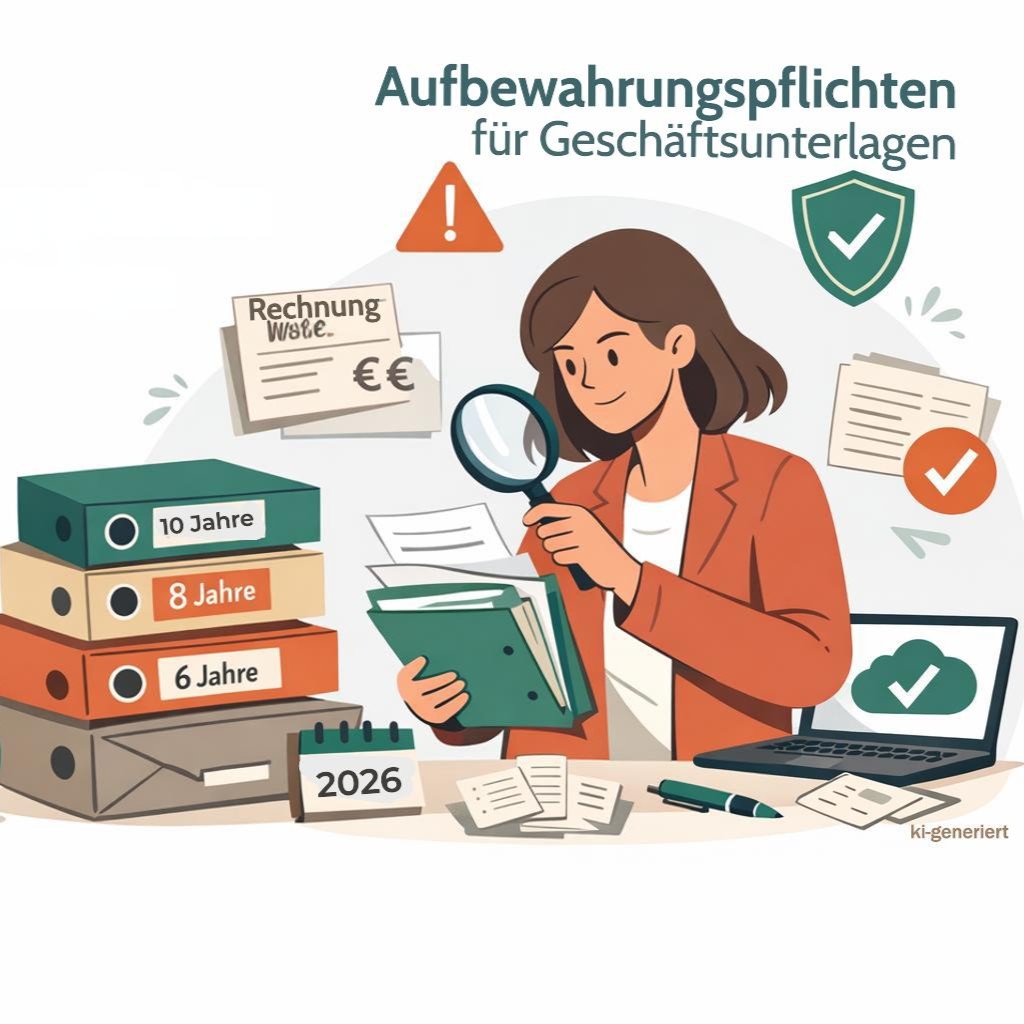 Aufbewahrungspflichten für Geschäftsunterlagen: Was Selbstständige 2026 wissen müssen